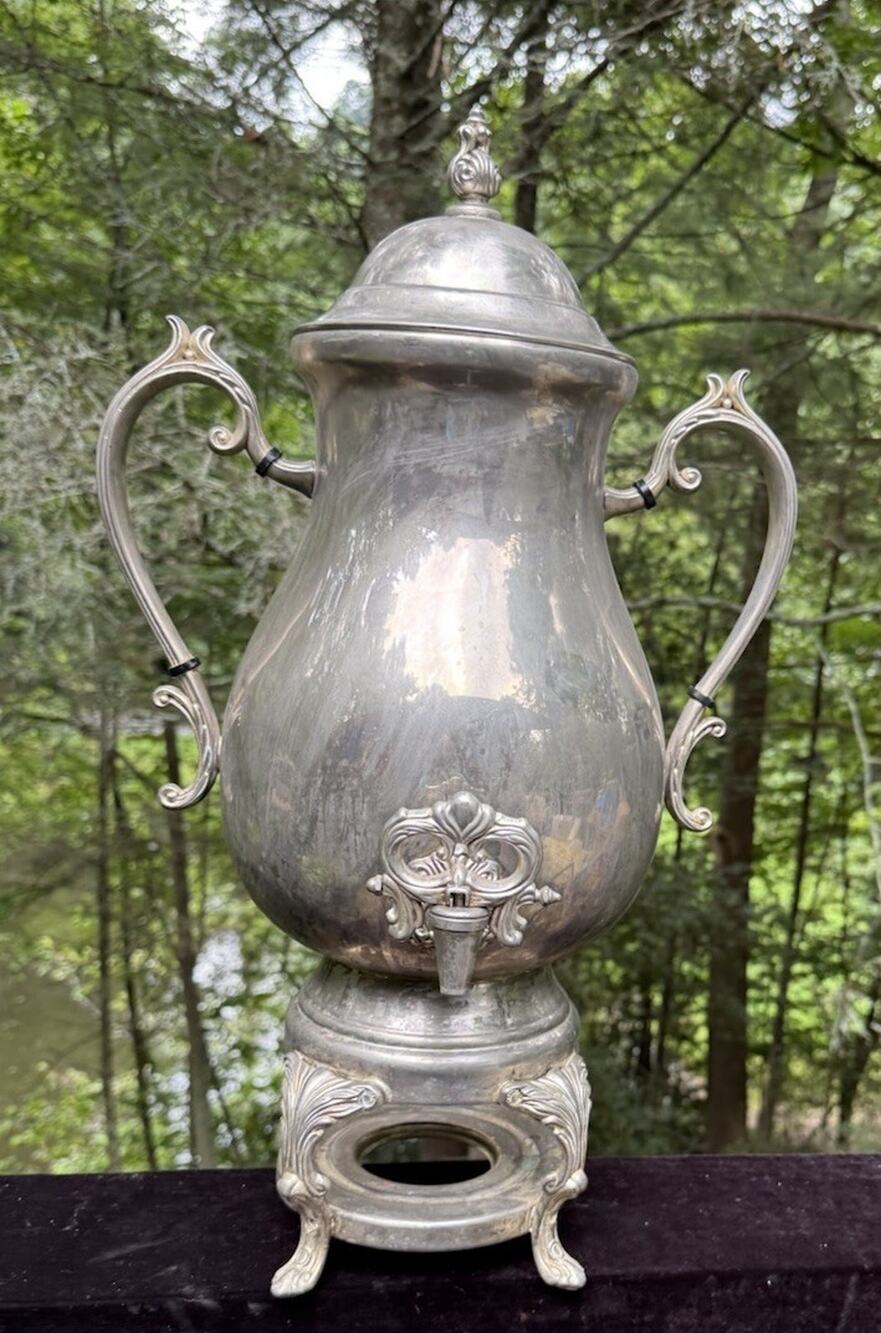 Art Nouveau Large SMC Silver Plated Samovar Teapot Coffee Urn W/ warmer burner
